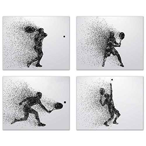 Summit Designs Tennis Wall Art Prints - Silhouette  Set of 4 (8x10) Poster Photos - Bedroom - Man Cave