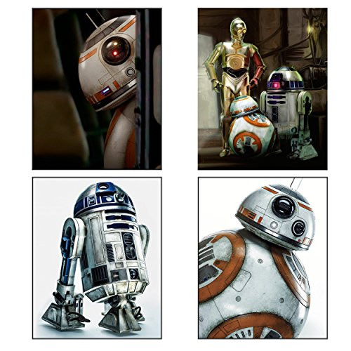 Star Wars Episode VII (7) The Force Awakens Droids 4 Pack of 8x10 Photos Featuring Characters BB8, R2D2 and C3PO.