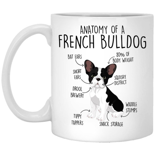 GreenStar Gifts French Bulldog Coffee Mug, Cute French Bulldog Gift, Dog Lover, Gift For Her, Him, French Bulldog Mom, Dad, Anatomy, Birthday, Anatomy Of A French Bulldog Mug 11oz