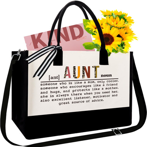 GevGuxLuo Aunt Gifts, Aunt Birthday Gift, Gifts For Aunt From Niece, Nephew, Promoted To Aunt?Aunt Announcement, Best Gifts For Aunt, New Aunt, Auntie- Canvas Tote Bag