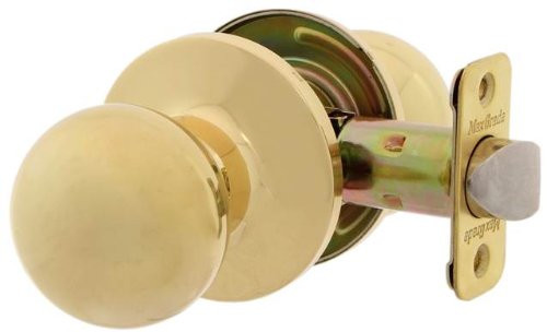 MaxGrade 100OXF3 Oxford Ball Style Passage Hall/Closet Door Knob Lockset, Bright Brass