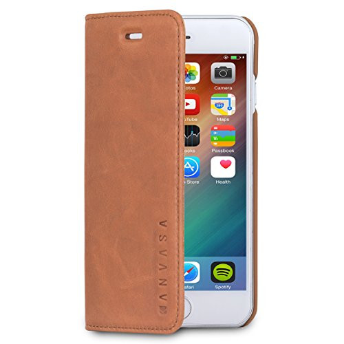 iPhone 6 / 6s Leather Case Flip Cover Brown - KANVASA Pro Premium Genuine Leather Wallet Book Folio Case for The Original iPhone 6/6s (4.7 inch) - Ultra Thin with Magnetic Closure