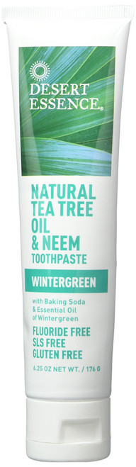 Desert Essence Natural Tea Tree Oil Wintergreen Toothpaste, 6.25 Ounce - 2 per case.