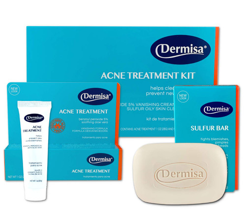 Dermisa Kit, Acne Sulfur Bar Soap 3 Oz / 85 g. + Soothing Acne Treatment with Aloe Vera 1 Oz / 28 g.