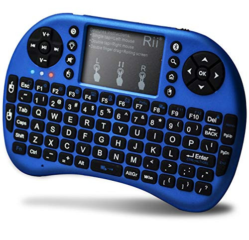 Rii i8+ Mini Wireless 2.4G Back Light Touchpad Keyboard with Mouse for PC/Mac/Android, Blue (MWK08+)