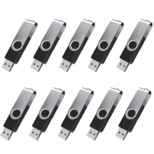 Bulk USB Flash Drive 10 Pack 128MB Flash Drive USB Drive 128 MB Thumb Drive Bulk Flash Drives Swivel Drive USB 2.0 (128MB 10PCS Black)