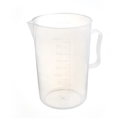 Bettomshin 1Pcs 2000ml Metric Plastic Graduated Beaker, Lab Beakers Multipurpose Mixing Cups Measuring Cup, Transparent for Lab Kitchen Liquids
