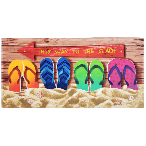Beachland Flip Flops Beach Towel 30 x 60 inch 100% Cotton (Flip Flops and Seashells - 1 Towel)