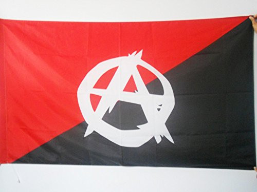 AZ FLAG Anarcho Syndicalism Movement Anarchist Symbol Flag 3' x 5' for a Pole - Anarcho-syndicalist Flags 90 x 150 cm - Banner 3x5 ft with Hole