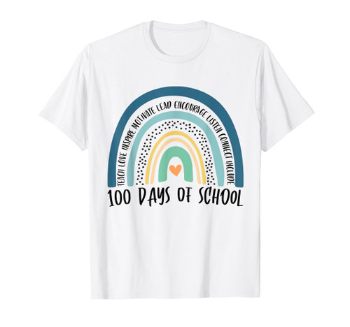 100th Day Of School Rainbow Teacher Student 100 Days Smarter T-Shirt 100th Day Of School Rainbow Teacher Student 100 Days Smarter T-Shirt
