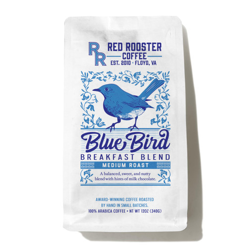 Red Rooster Coffee Roaster, Blue Bird Breakfast Blend, 12oz Whole Bean