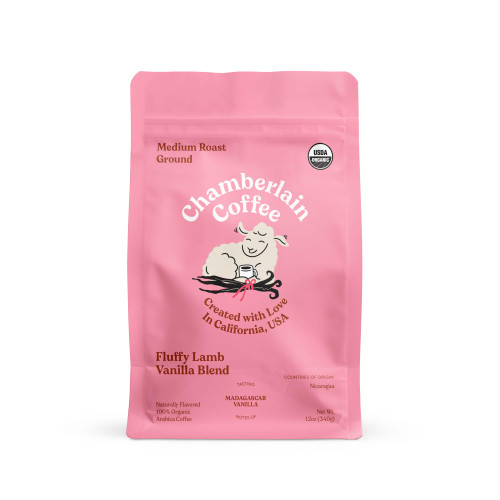 Chamberlain Coffee Fluffy Lamb Vanilla Blend - Medium Roast Ground Coffee Beans with Notes of Madagascar Vanilla - Specialty Ground Coffee from Nicaragua, Freshly Roasted In California - 12 oz