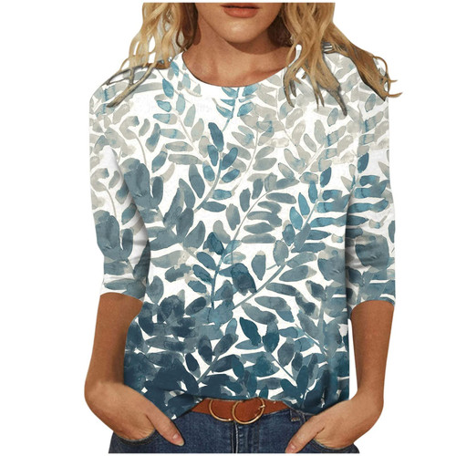 Wanvekey 3/4 Sleeve Tees for Women, Tops for Women 2023, 3/4 Sleeve, Tee Shirts for Women Loose Fit, Women's 3/4 Sleeve Summer Tops, Summer Tops for Women 2023(Green,3X-Large)
