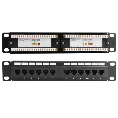 Data Patch Panel, UTP 12Port Cable Rack CAT6 RJ45 Ethernet Network Data Patch Panel Without Bracket 22 26AWG, Industrial Connector, Electroniccable