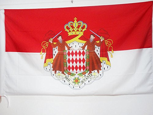 AZ FLAG Monaco Coat of arms Flag 3' x 5' for a Pole - Mon?sque - Monacans Flags 90 x 150 cm - Banner 3x5 ft with Hole