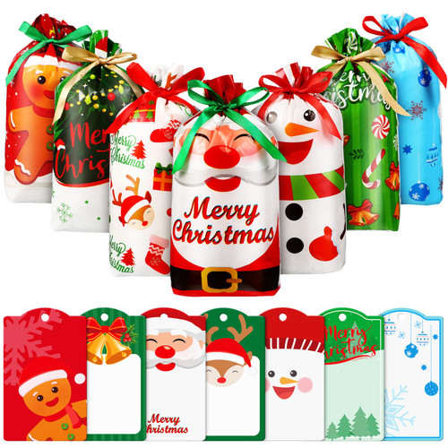 56Pcs Christmas Candy Bags Christmas Drawstring Candy Bags Christmas Treat Bags Cookie Bags for Christmas Party Favor Gift Wrapping Supplies