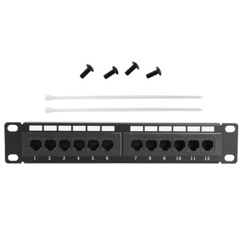 12Port Cable Rack, UTP 12 Port Cat6 Patch Panel CAT6A RJ45 Ethernet Network Data Cable Rack Without Bracket for, Electrical Distribution Panels