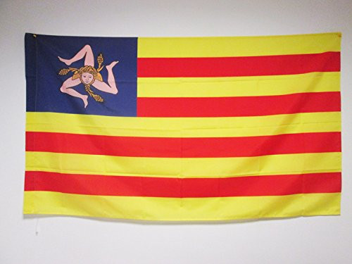 AZ FLAG Sicily Independentist Flag 3' x 5' for a Pole - Sicilian nacionalist Flags 90 x 150 cm - Banner 3x5 ft with Hole