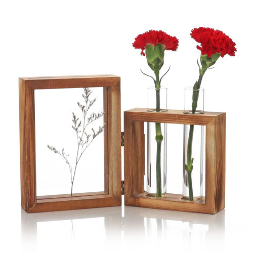 BEIJIALY Plant Propagation Station, Wooden Stand with 2 Glass Test Tubes and Wooden Frame, Glass Hydroponic Test Tube Vase Hydroponic Vase Glass Planter Holder for Home Office BEIJIALY Plant Propagation Station, Wooden Stand with 2 Glass Test Tubes and Wooden Frame, Glass Hydroponic Test Tube Vase Hydroponic Vase Glass Planter Holder for Home Office