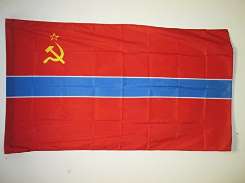 AZ FLAG Uzbek Soviet Socialist Republic Flag 3' x 5' for a Pole - Uzbekistan SSR Flags 90 x 150 cm - Banner 3x5 ft with Hole