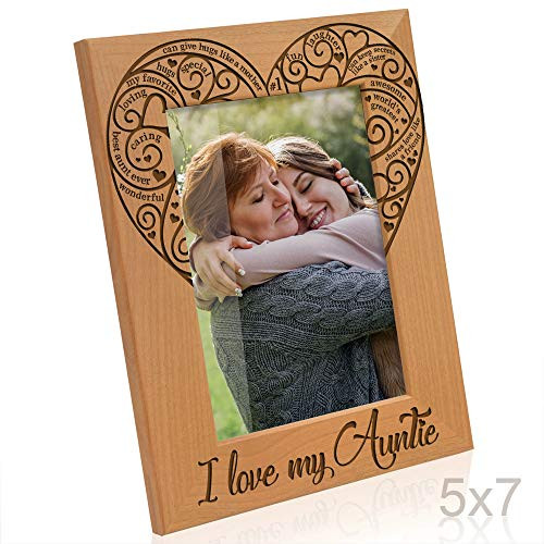 Kate Posh - I Love My Auntie Engraved Natural Photo Frame, Best Aunt Ever Picture Frame, Aunt Gifts, Aunt Gifts for Mother's Day, Like a Mom but Cooler, (5x7-Vertical)