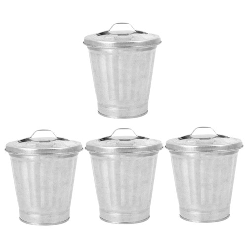 TEHAUX 4pcs Office Trash Cans Trash Can for Office Waste Holder Can Study Trash Can Trash Can with Lid Bins Mini Garbage Can Mini Rubbish Storage Bin Garbage Can with Lid Mini Trash Can