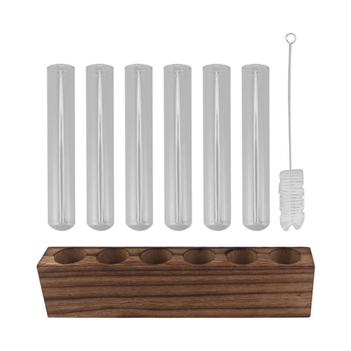 Plant Propagation Station, Pl Terrarium Glass Planter Desktop Plant Terrarium Test Tube Vase with Wooden Stand for Office Home Decoration Hydroponic Pl (6 Tubes)