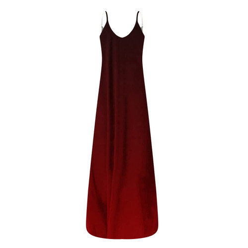 FitOOTLY Women Summer Casual Fashion Low Neck Sleeveless Print Long Dress Casual Summer Dress V Neck Summer Wrap Dress for Women White Beach Dress for Women Cute Items Under