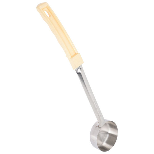 Solid Stainless Steel Portion Control Ladle Spoon Measuring and Serving Scoop 3oz Pizza Plastic Handle Sauce Portion Serving Cooking Scoop Ladle Utensils for Restaurants