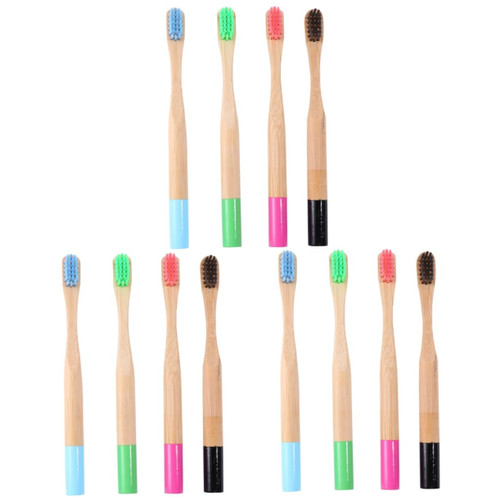 GLEAVI 12 Pcs Bamboo Toothbrush Toothbrush Travel Soft Toothbrush Bamboo Handle Toothbrush Wood Toothbrush Reusable Toothbrush Tooth Brush Nylon Wool Soft Brush Child Clean
