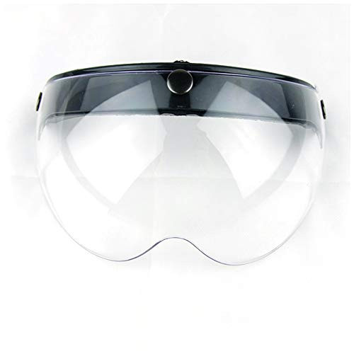 Wancar Universal Motorcycle Retro Pilot-Style Standard 3 Snap-Button Visor Flip Up Down Open Face Helmet Wind Shield(Clear)