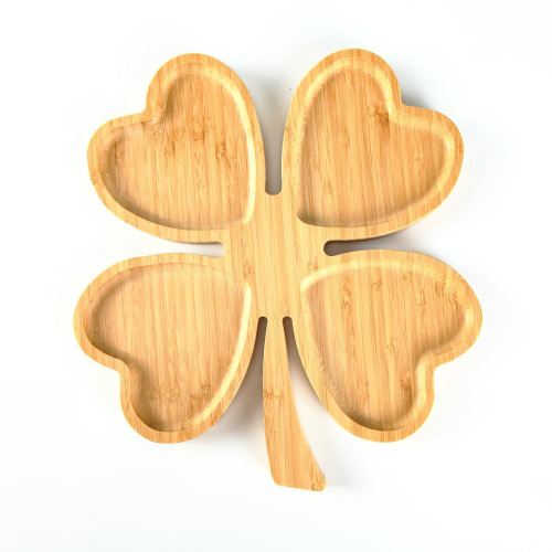 BinaryABC Shamrock Serving Platters Wooden Trays Side Dish Serving Trays,Clover Shape Charcuterie Boards,St Patricks Day Table Decorations Supplies