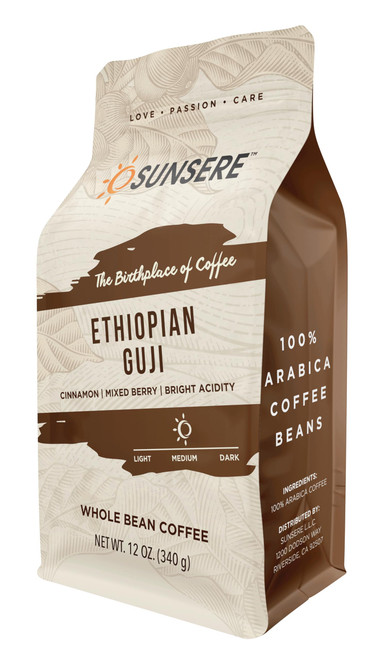 SUNSERE Ethiopian Guji Coffee | Ethiopian Coffee Whole Bean Medium Roast 12 oz | Single Origin Coffee Grown at High Altitude | Arabica Gourmet Coffee Artisan Roasted in Small Batches SUNSERE Ethiopian Guji Coffee | Ethiopian Coffee Whole Bean Medium Roast 12 oz | Single Origin Coffee Grown at High Altitude | Arabica Gourmet Coffee Artisan Roasted in Small Batches