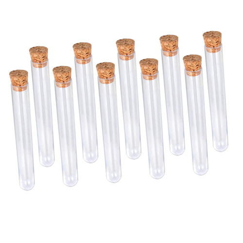 SOLUSTRE 24pcs Cork Test Tube Plastic Test Tubes containers for Storage Plastic Container Test Tubes with lids containers with lids Plastic Tube Scientific Experiment Test Tube Glass