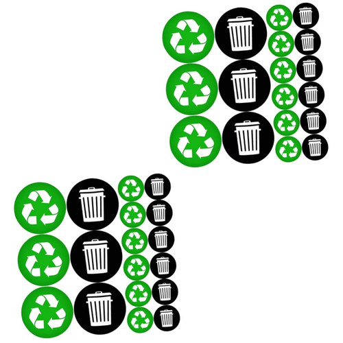 Tofficu 2 Sets Self Adhesive Recycling Stickers Recycling Sorting Sticker Trash Recycling Sticker Korean Bowl with Lid Fruit Tray Cake Trash Logo Stickers Labels Garbage Can PVC Mural