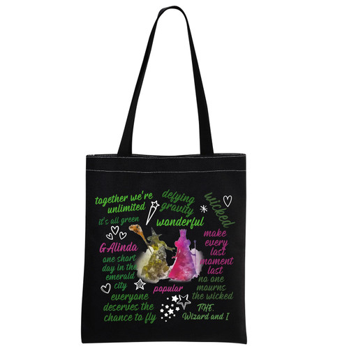 MNIGIU W-icked Tote Bag W-icked Musical Tote W-icked Musical Merch W-icked Quote W-icked Fans Gift (Wick black)