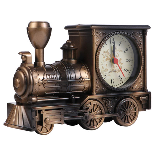 FAVOMOTO Train Bedside Alarm Clock Vintage Retro Alarm Clock Table Time Clock Retro Train Statue Bedside Clock Birthday Valentines Day Bedroom Alarm Clock Model Time Clockc Gifts Train Head Clock