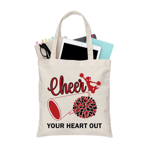 BDPWSS Cheer Coach Tote Bag For Women Cheer Mom Gift Cheer Your Heart Out Cheerleading Gift (cheer heart out TG)