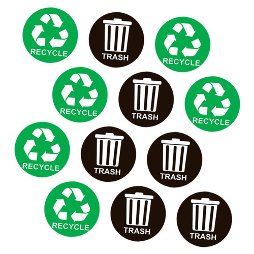 Alipis 3pcs 2 Garbage Classification Sign Recycle Trash bin Sticker Trash Bin Labels Trash Recycle Stickers Trash Can Sticker Recycle Sticker for Trash can PVC Wall Sticker Round
