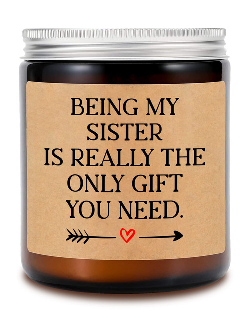 JenaGifts Being My Sister Candles Gift for Sister Gift Candles from Sister Gift from Brother Funny Sister Gift - Lavender Scented Candles - Soy Candles, 8oz