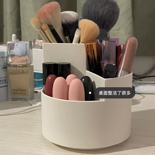 Plastic Makeup Brush Holder Organizer, 3 Slot Cosmetics Storage Makeup Brushes Cup on Vanity, Desk,Bathroom Countertops