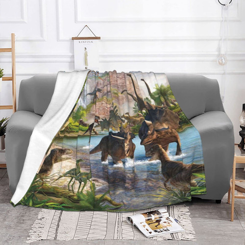 Dinosaur, Tyrannosaurus Rex, Triceratops Blanket Plush Lightweight Soft Flannel Fleece Throw Blankets Bedding for Bed Sofa Couch Living Room 50"x40"