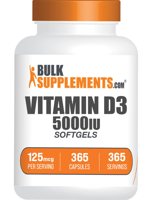 BULKSUPPLEMENTS.COM Vitamin D3 5000IU Softgels - Cholecalciferol, D3 Supplement, Vitamin D 5000 IU - 1 Vitamin D3 Softgel (125mcg of Vitamin D) per Serving - 1 Year Supply, 365 Softgels BULKSUPPLEMENTS.COM Vitamin D3 5000IU Softgels - Cholecalciferol, D3 Supplement, Vitamin D 5000 IU - 1 Vitamin D3 Softgel (125mcg of Vitamin D) per Serving - 1 Year Supply, 365 Softgels