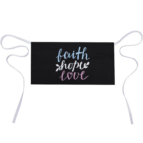 SDERDZSE Faith Hope Love Christian Apron with 3 Pockets for Women Men Adjustable Waterproof Kitchen Restaurant Half Apron for Chef Waiter Server