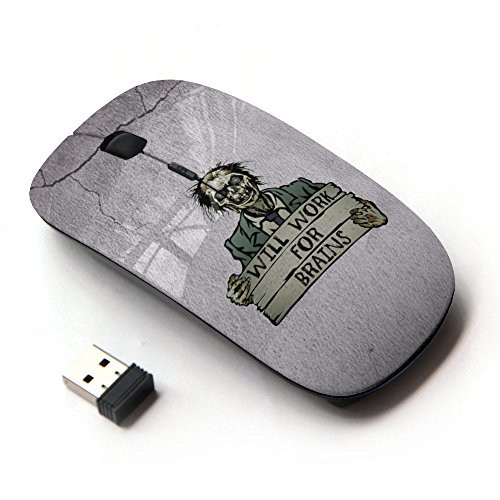 KawaiiMouse [ Optical 2.4G Wireless Mouse ] Will Work For Brains Funny Zombie