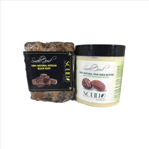 SmellGood RAW Ivory African Shea Butter 16oz & 16oz African Black Soap Combo