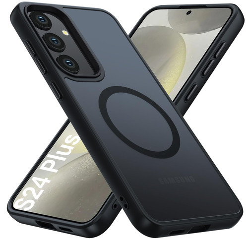 Oterkin for Samsung Galaxy S24 Plus Case[Wireless Charging not Supported],S24 Plus Case with Translucent Matte Back[Anti-Fingerprint],15FT Military Grade S24 Plus Phone Case for S24 Plus (Black)