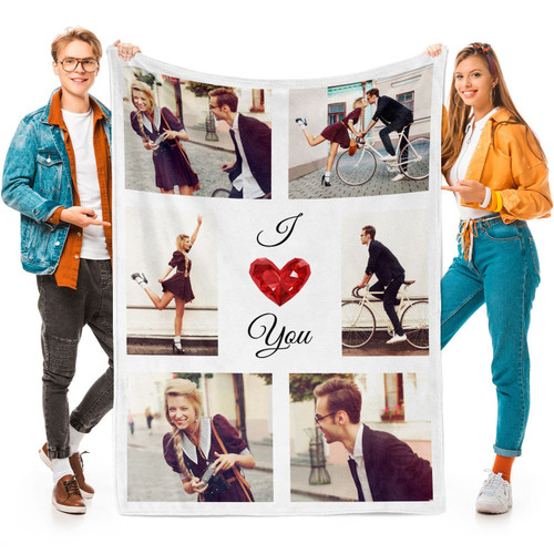 I Love You Gifts for Couples, Custom Blanket with Photos, Personalized Blankets with Pictures, Photo Blankets Using My Own Photos, Personalised Gifts for Girlfriends, Boyfriends, Valentines Day