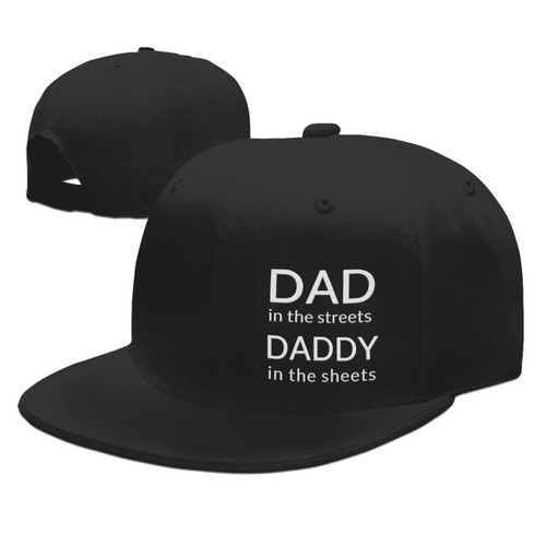Dad in The Streets Daddy in The Sheets Hat Flat Bill Visor Classic Snapback Hat Adjustable Plain Tone Baseball Cap Black