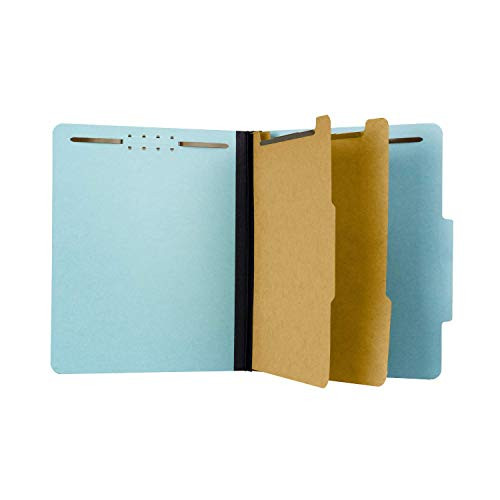 Pressboard Classification File Folder with 2 dividers and Fasteners, Letter Size, Blue, 2" Expansion, Box 10